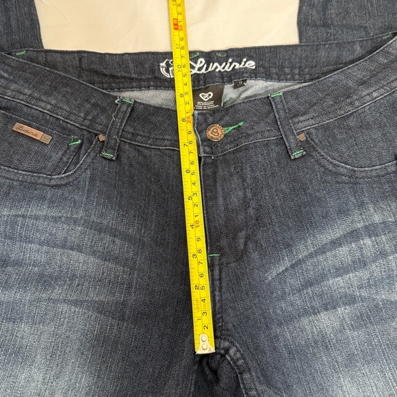 Luxinie Women's Boot Cut Jeans Green Accent Pockets - Picture 6 of 10